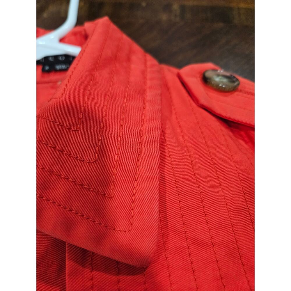 THEORY WOMEN Red Orange Peacoat Double Breasted Lightweight Jacket Size S - Picture 8 of 10